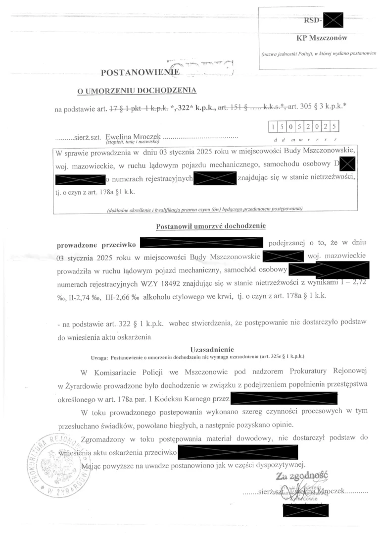 Postanowienie o umorzeniu