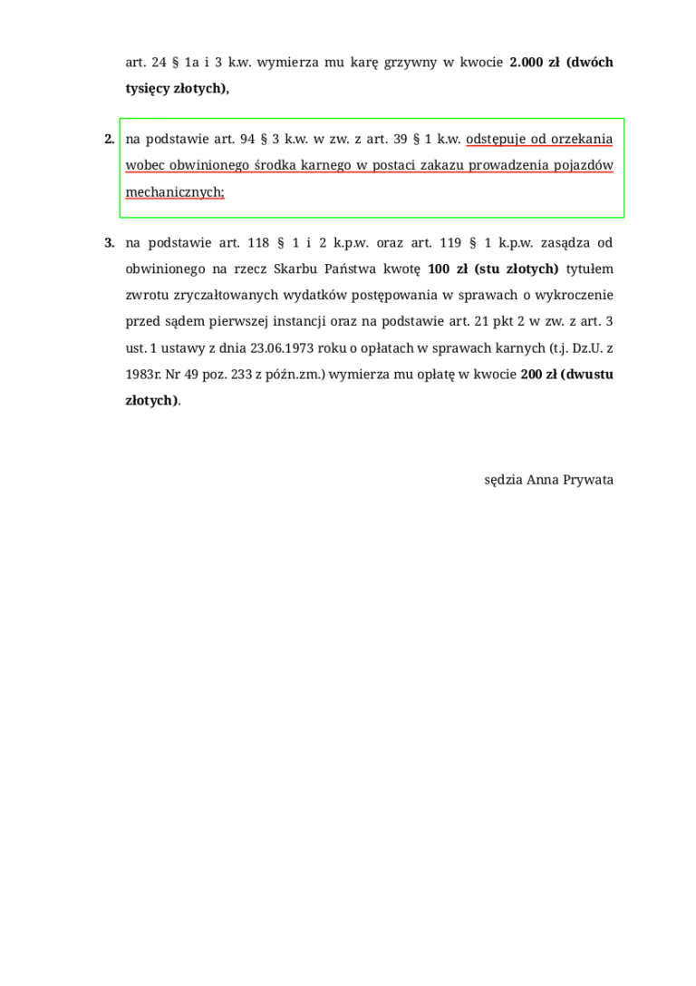 Odstąpienie od zakazu prowadzenia pojazdów